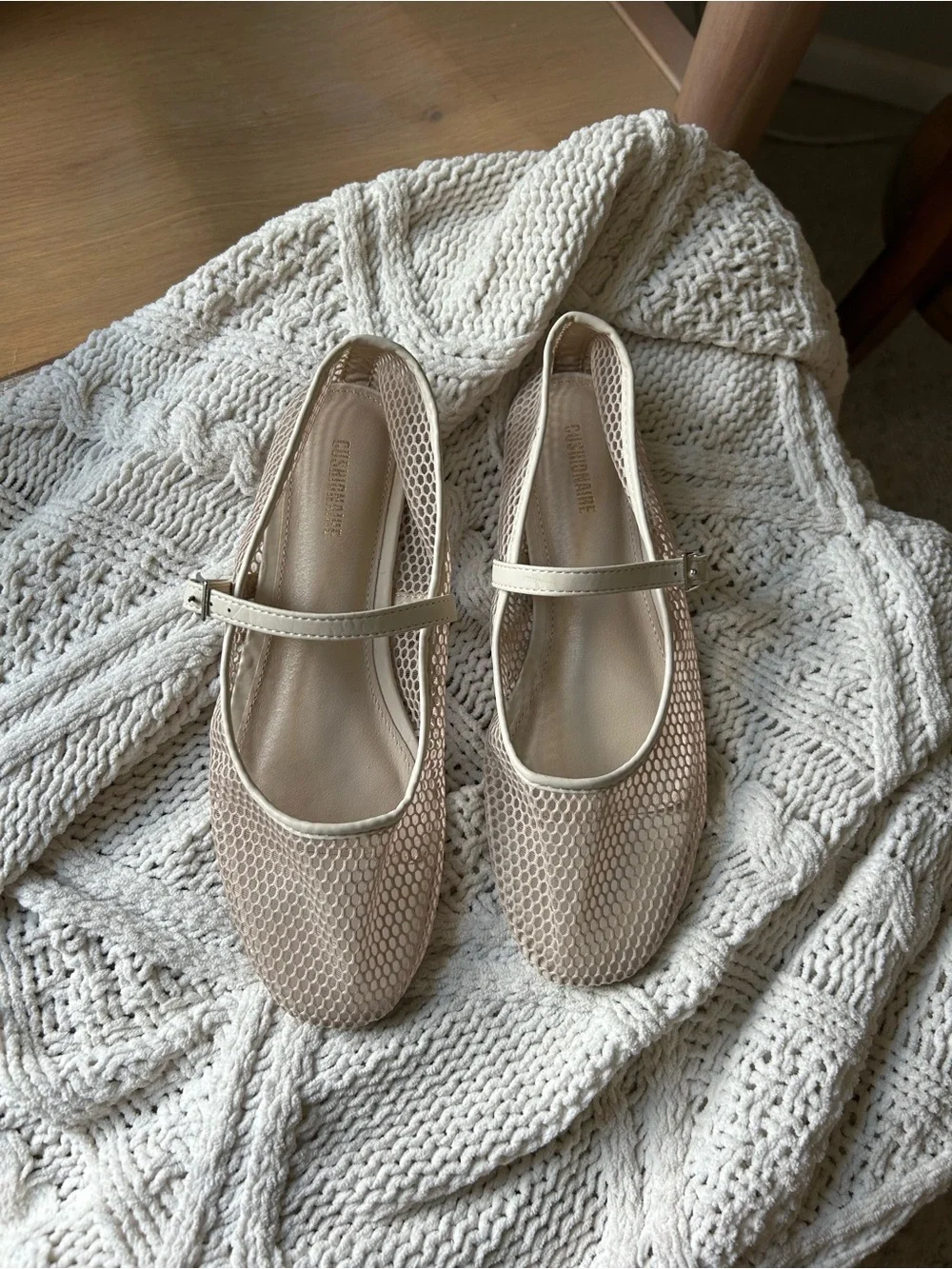 Cushionaire Women's Beige Mary Jane Flats